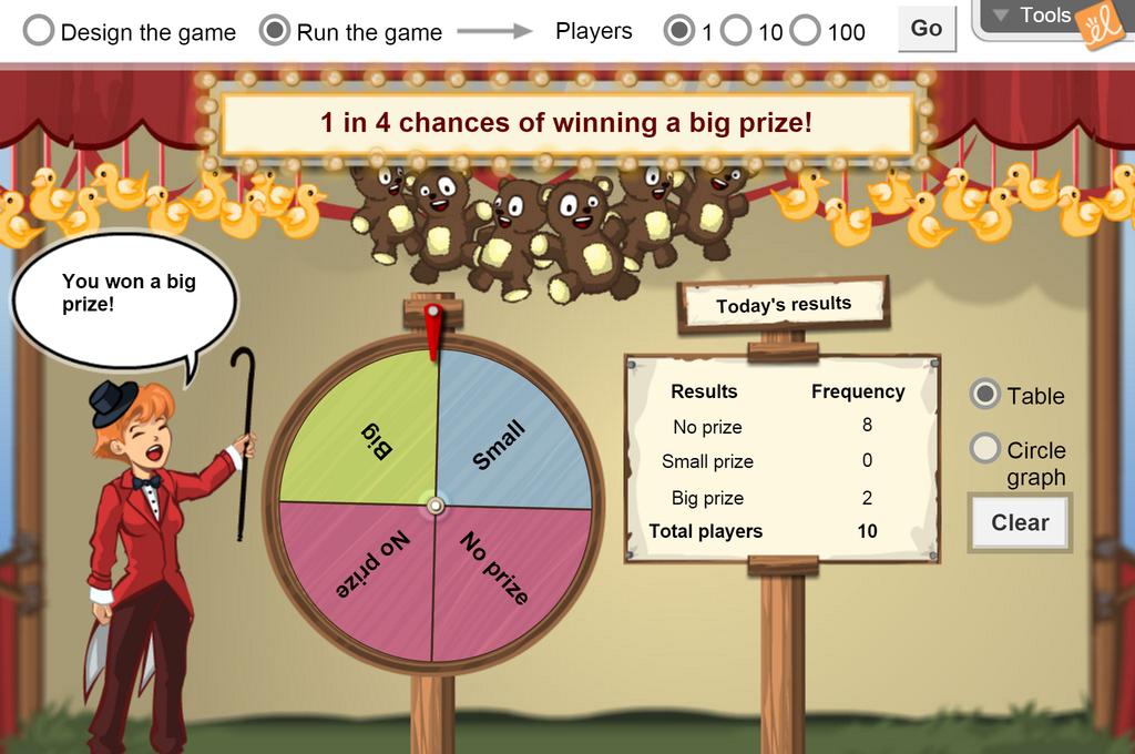 Screenshot of Spin the Big Wheel! (Probability) Gizmo
