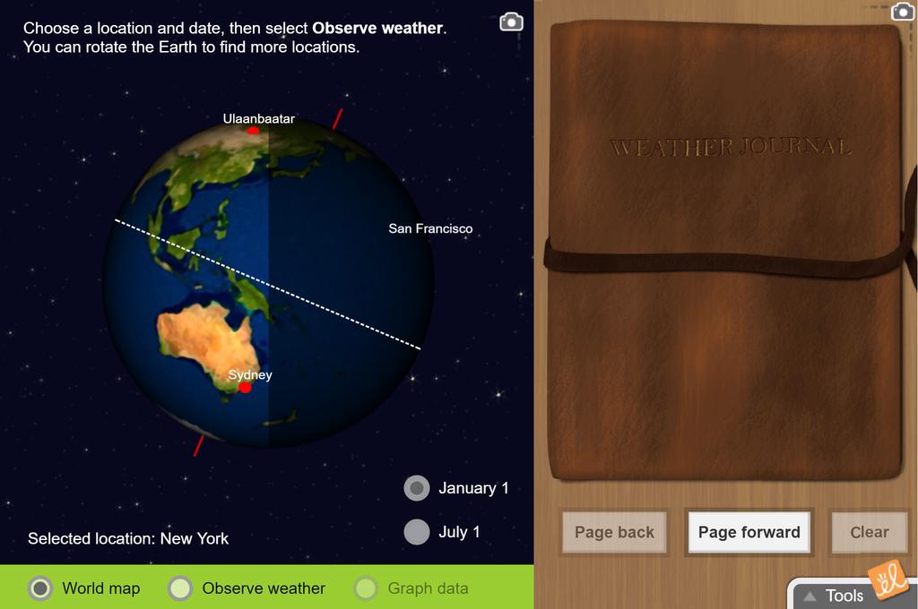 Screenshot of Observing Weather (Customary) Gizmo