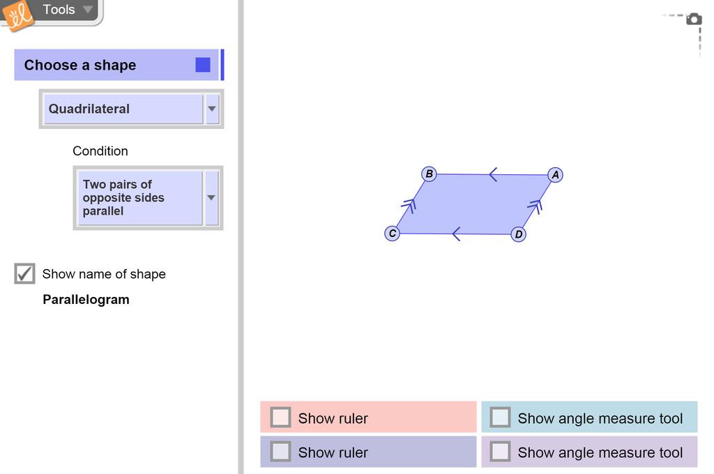 Screenshot of Classifying Quadrilaterals Gizmo