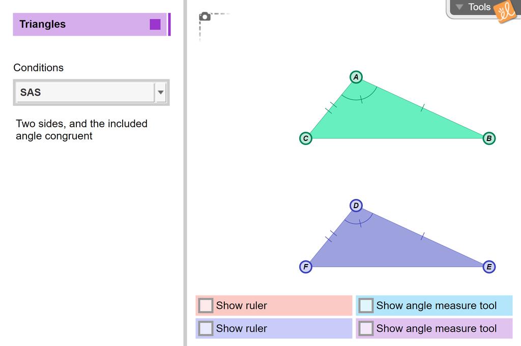 Screenshot of Proving Triangles Congruent Gizmo