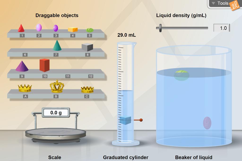 Screenshot of Density Laboratory Gizmo