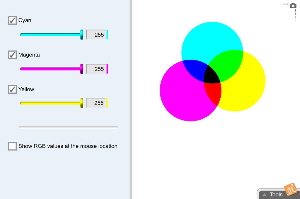 Screenshot of Subtractive Colors Gizmo
